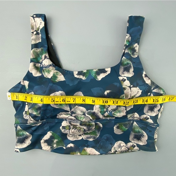 Dip fitness exercise workout bra blue cream floral print wms sz large - Picture 5 of 10